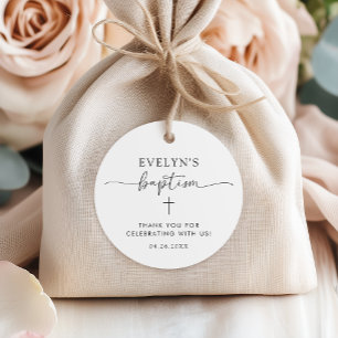 Minimalist Cross Personalized Baptism Thank You Favour Tags