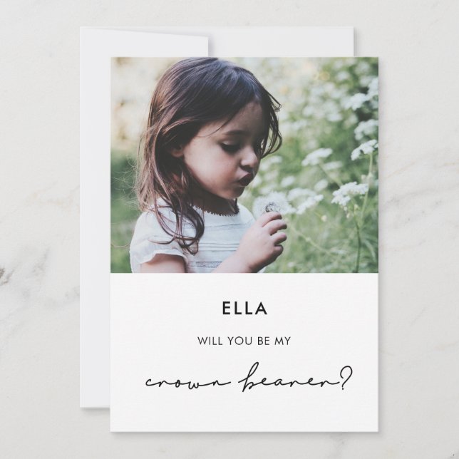 Minimalist Crown bearer proposal photo card (Front)