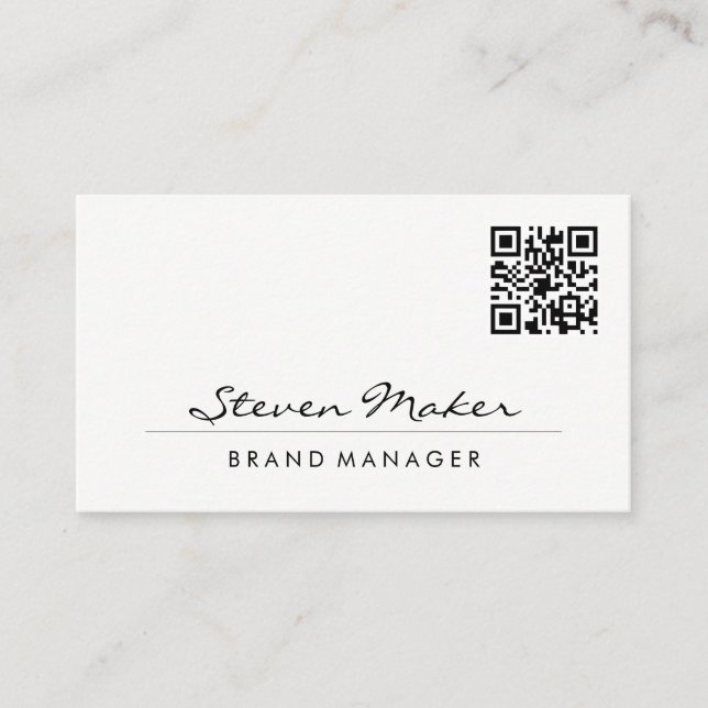 Minimalist Cursive Font | QR Code Business Card (Front)