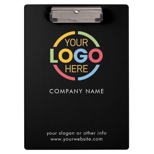 Minimalist Custom Black Company Business Logo Clip Clipboard (Front)