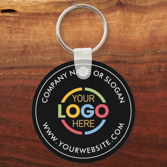 Minimalist Custom Busines Logo Promotional Black Keychain (Back)