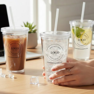 Minimalist Custom Business logo and website Acrylic Tumbler