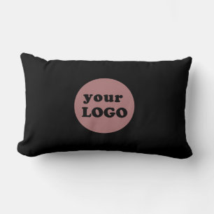 Minimalist Custom Business Logo Black Lumbar Pillow