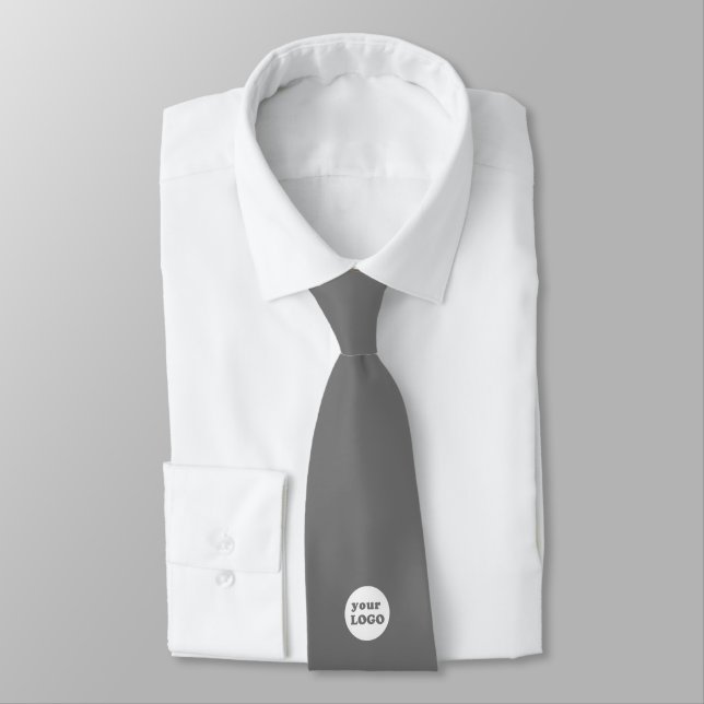 Minimalist Custom Business Logo Grey Tie (Tied)