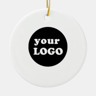 Minimalist Custom Business Logo White Ceramic Ornament