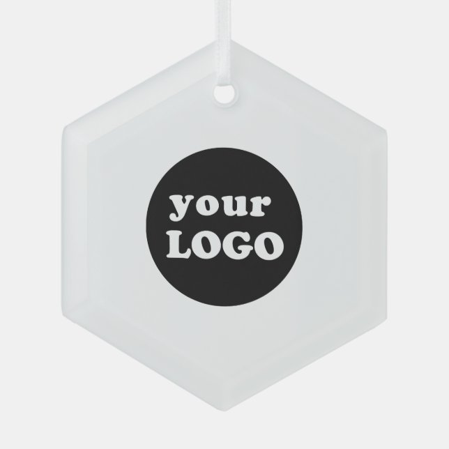 Minimalist Custom Business Logo White Glass Ornament (Front)