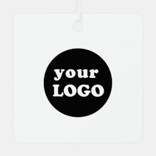 Minimalist Custom Business Logo White Metal Ornament