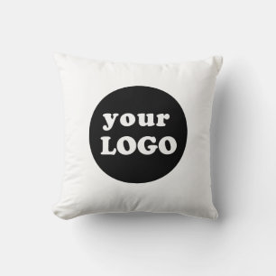 Minimalist Custom Business Logo White Throw Pillow