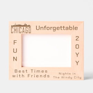 Minimalist Custom Chicago City Skyline Silhouette Etched Frames