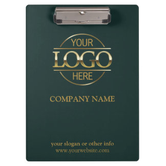 Minimalist Custom Dark Green Company Business Logo Clipboard
