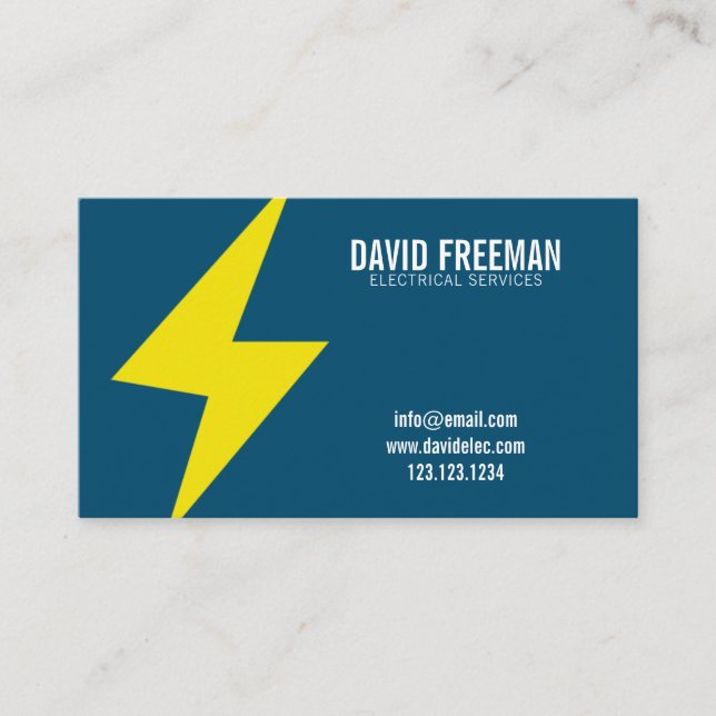 Minimalist Custom Electrician Lighting Electricity Business Card (Front)