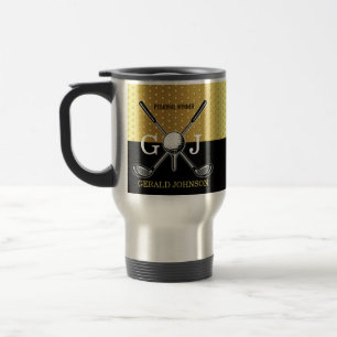 Minimalist Custom Elegant Golf Monogram Design Travel Mug