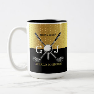Minimalist Custom Elegant Golf Monogram Design Two-Tone Coffee Mug