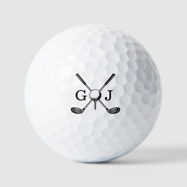Minimalist Custom Elegant Golf Monogram Golf Balls (Front)
