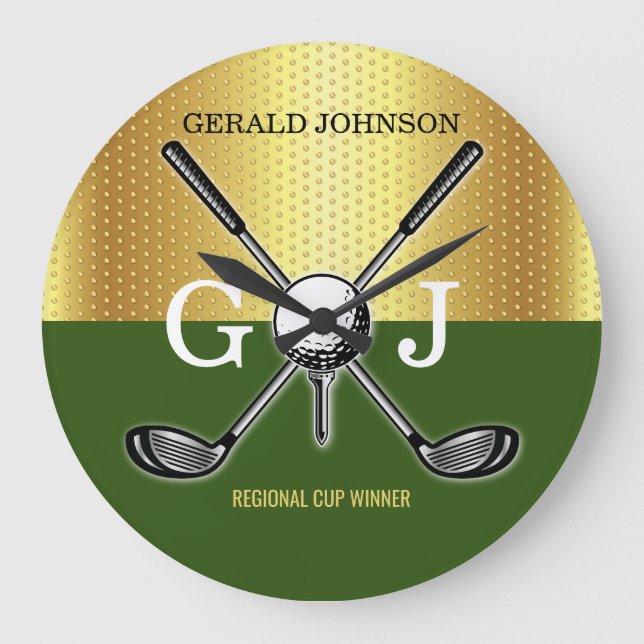 Minimalist Custom Elegant Golf Monogram Large Clock (Front)