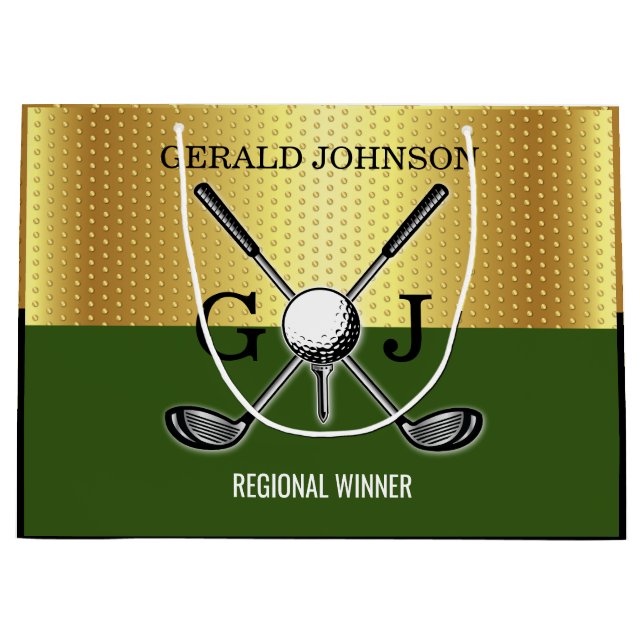 Minimalist Custom Elegant Golf Monogram Large Gift Bag (Front)
