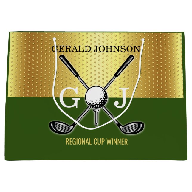 Minimalist Custom Elegant Golf Monogram Large Gift Bag (Front)