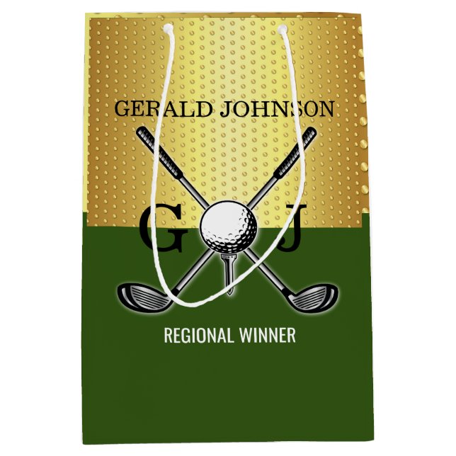 Minimalist Custom Elegant Golf Monogram Large Gift Medium Gift Bag (Front)