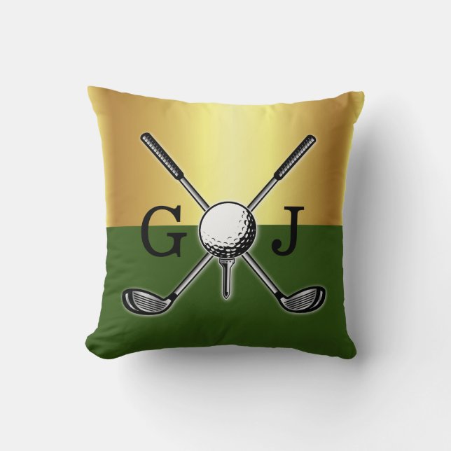 Minimalist Custom Elegant Golf Monogram Throw Pillow (Front)