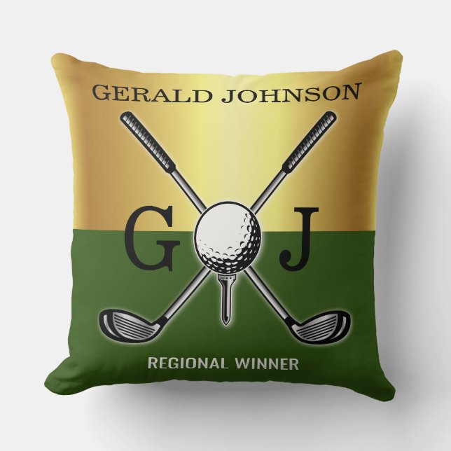 Minimalist Custom Elegant Golf Monogram Throw Pillow (Front)