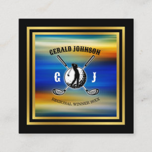 Minimalist Custom Golf Monogram Design Square Business Card