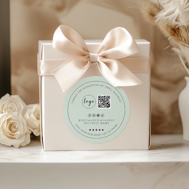 Minimalist Custom Light Mint Thank You Sticker  (Minimalist Custom Light Mint Thank You Sticker)