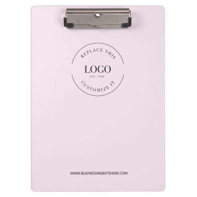 Minimalist Custom Logo Branded Simple Pink Clipboard (Front)