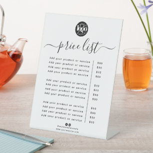 Minimalist Custom Logo Business Price List Pedestal Sign