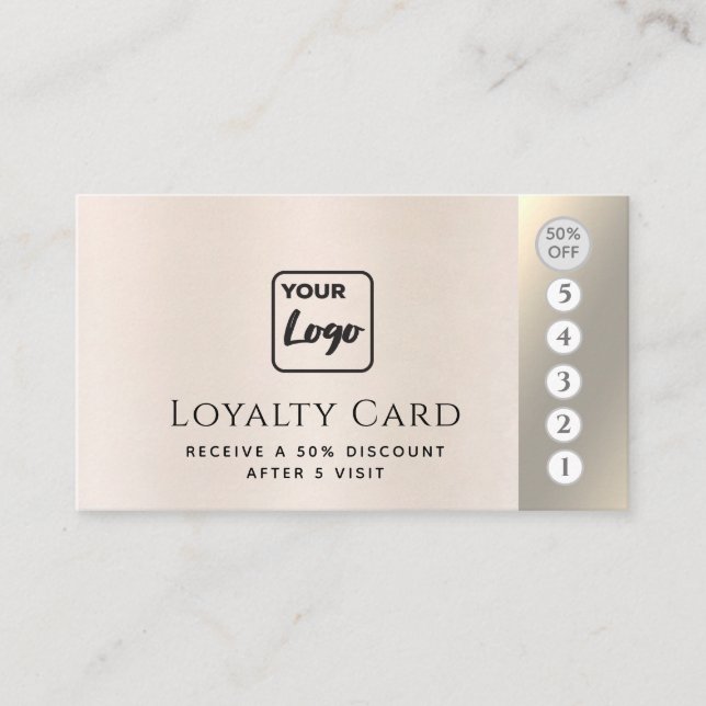 Minimalist custom logo Elegant lux metallic pearl Loyalty Card (Front)