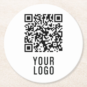Minimalist Custom Logo QR Code Coasters