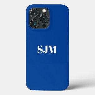 Minimalist Custom monogram name blue white iPhone 13 Pro Case