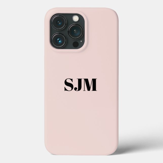 Minimalist Custom monogram name blush pink chic Ca Case-Mate iPhone Case (Back)