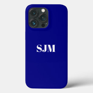 Minimalist Custom monogram name cobalt blue white iPhone 13 Pro Case