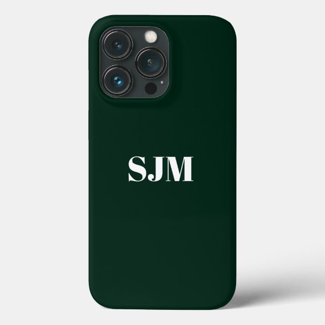 Minimalist Custom monogram name dark pine green Case-Mate iPhone Case (Back)