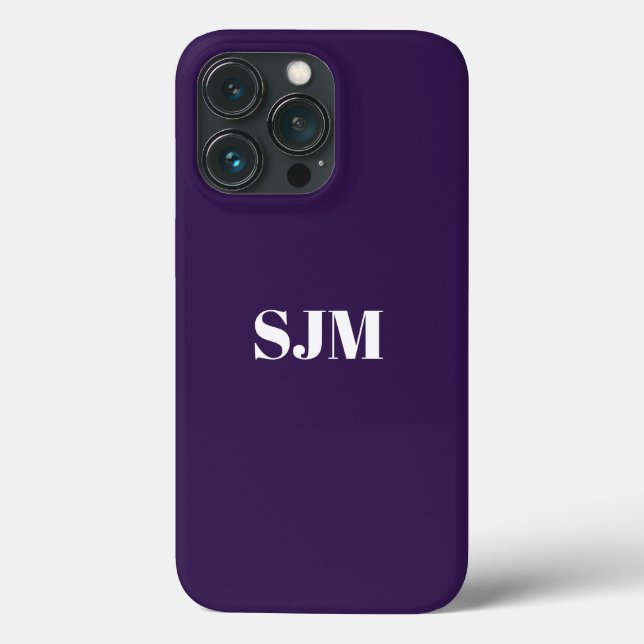 Minimalist Custom monogram name dark violet purple Case-Mate iPhone Case (Back)