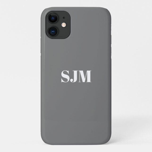 Minimalist Custom monogram name grey white Case-Mate iPhone Case (Back)