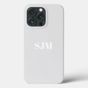 Minimalist Custom monogram name light grey iPhone 13 Pro Case