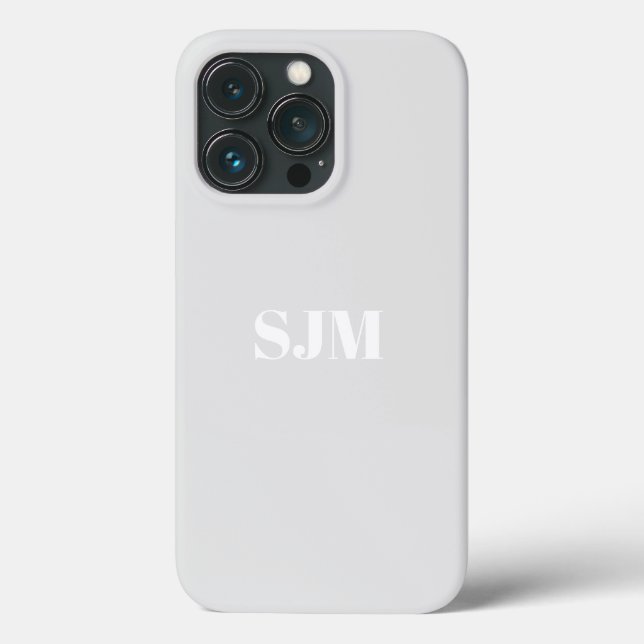 Minimalist Custom monogram name light grey Case-Mate iPhone Case (Back)