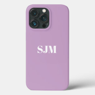 Minimalist Custom monogram name lilac white iPhone 13 Pro Case