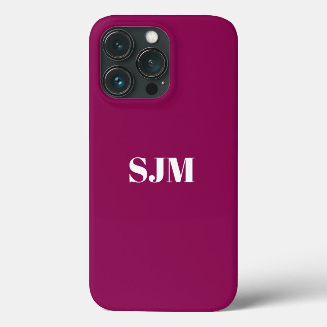 Minimalist Custom monogram name plum white Case-Mate iPhone Case (Back)