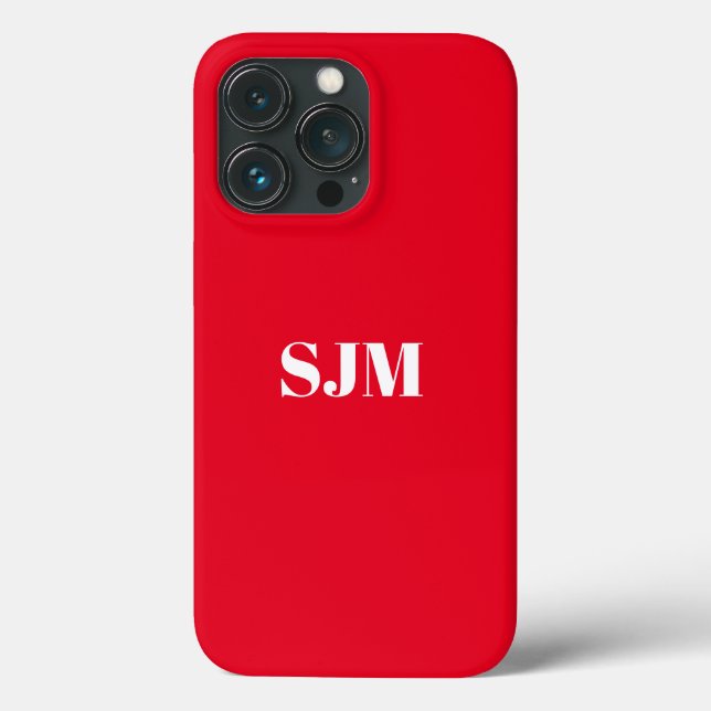 Minimalist Custom monogram name red white Case-Mate iPhone Case (Back)