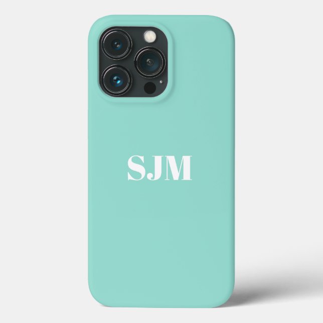 Minimalist Custom monogram name robin egg blue Case-Mate iPhone Case (Back)