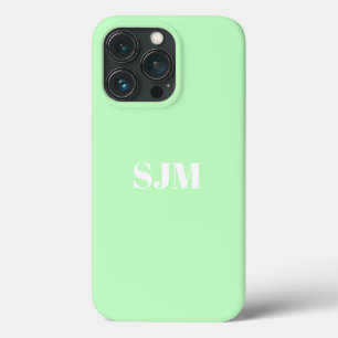 Minimalist Custom monogram name seafoam mint green iPhone 13 Pro Case