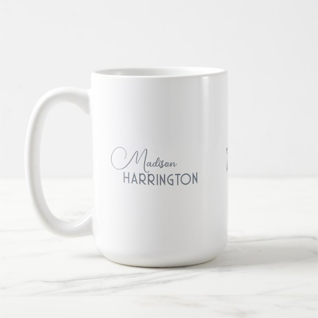 Minimalist Custom Name & Monogram Coffee Mug (Left)