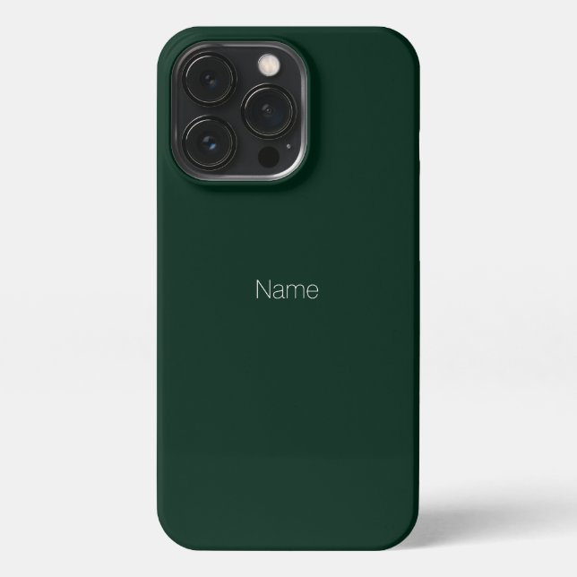 Minimalist custom name monogram dark pine green iPhone case (Back)