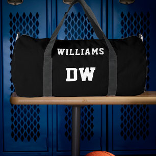 Minimalist Custom Name Monogram Jersey Number Duffle Bag