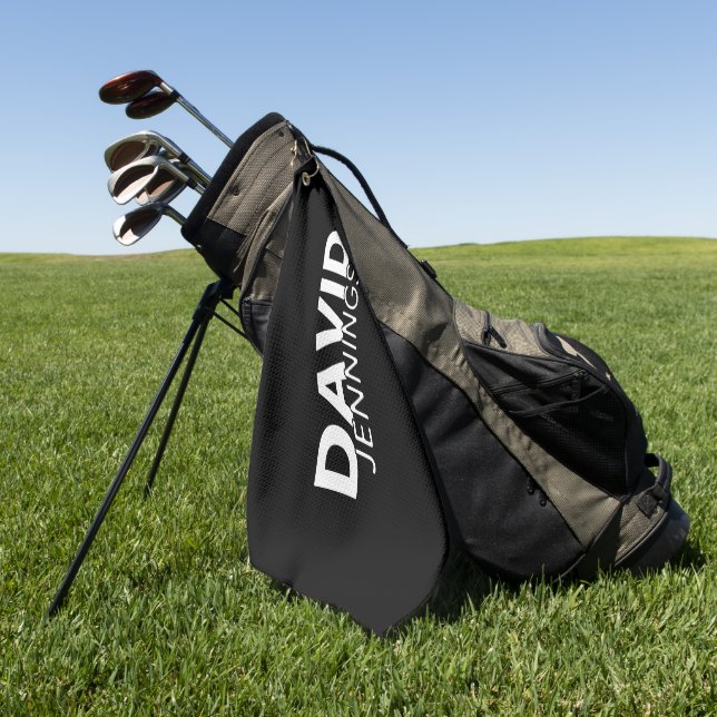Minimalist Custom Name Or Logo Golf Towel (Green)