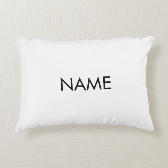Minimalist custom name text black white accent pillow (Front)