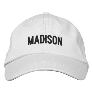 Minimalist Custom name text black white Embroidered Hat