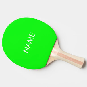 Minimalist Custom name text neon green white Ping Pong Paddle